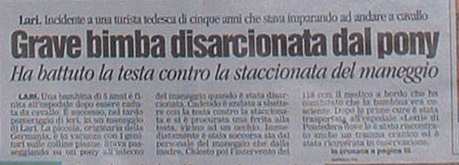 Zeitungsartikel über Miri's Reitunfall Zeitungsartikel über Miri's Reitunfall